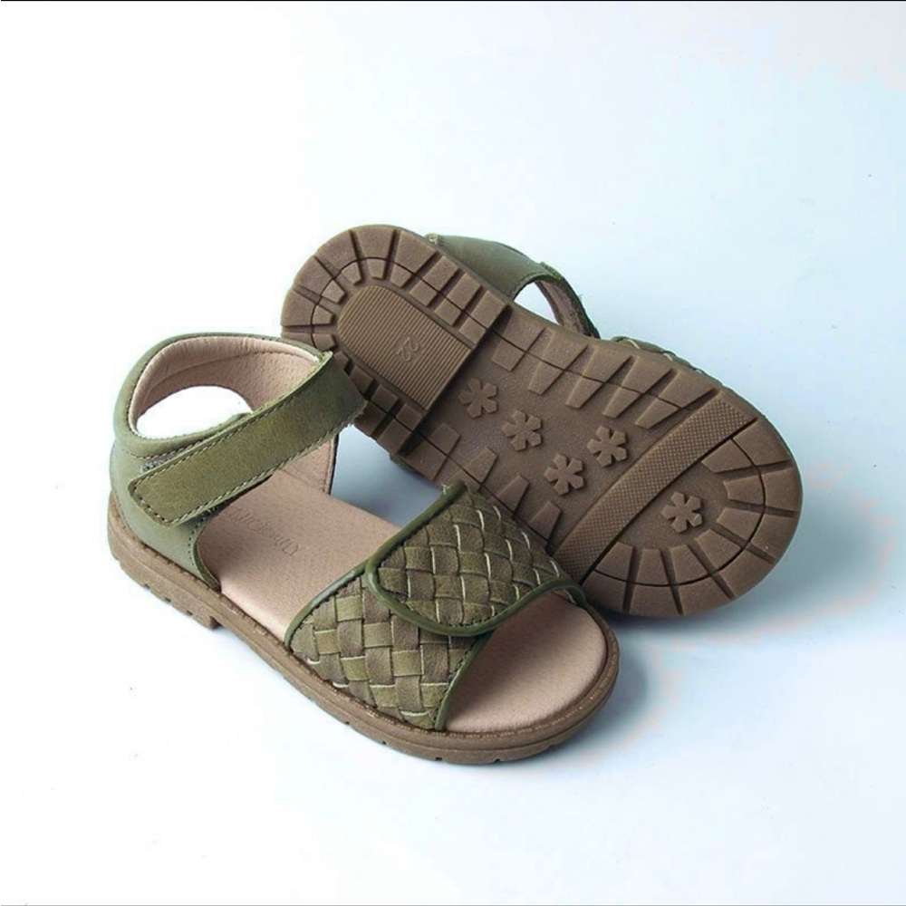 CONSCIOUSLY BABY Leather Woven Sandal in cactus 6